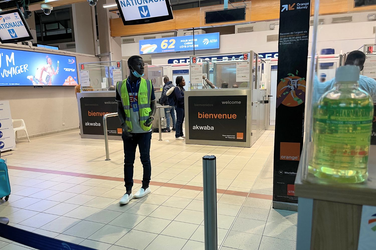 Customs at airport upon arrival in Abidjan